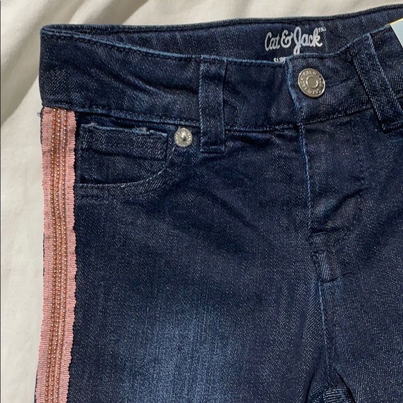 Cat & Jack 5 stretch jeans pink side details NWT - Picture 2 of 10